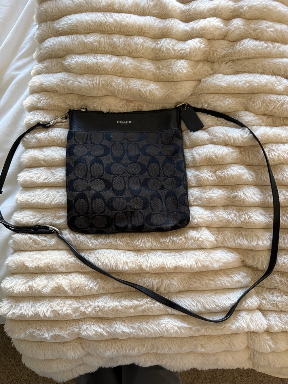 Coach Black/Gray Signature Crossbody Messenger Bag